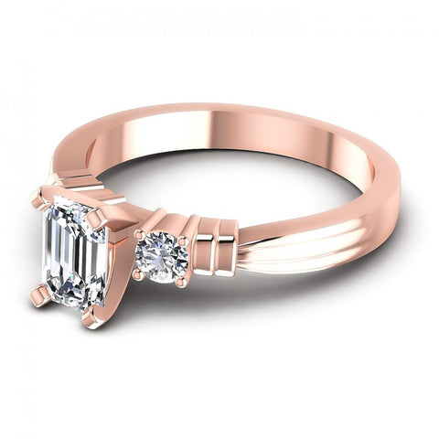 Round and Emerald Diamonds 0.55CT Engagement Ring in 18KT Rose Gold