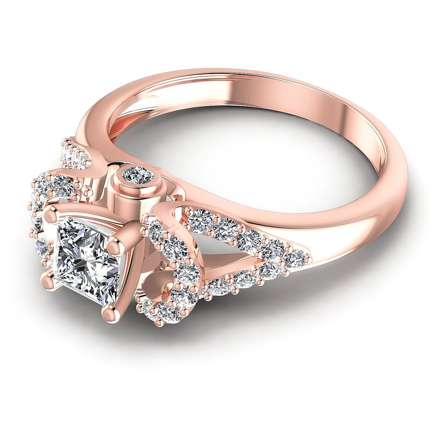 0.80CT Princess And Round  Cut Diamonds Engagement Rings