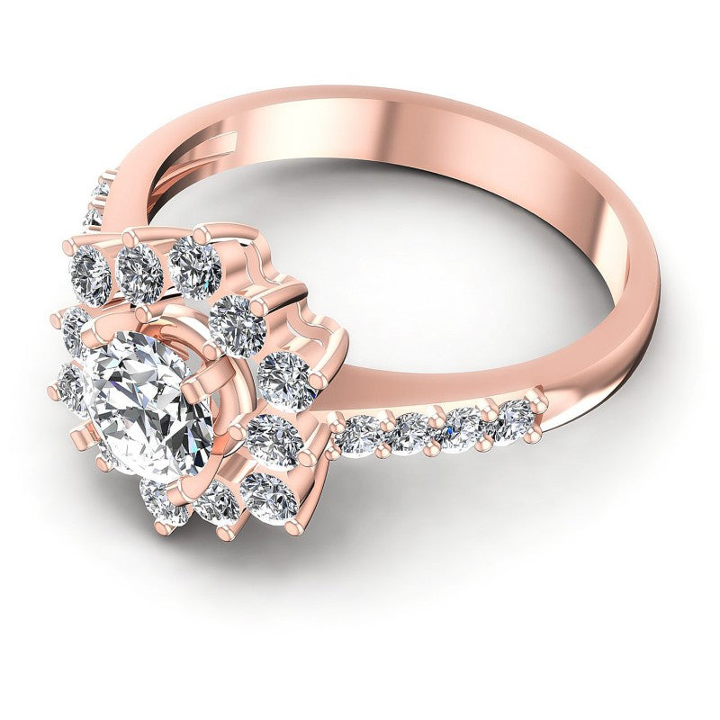 Round Diamonds 0.95CT Halo Ring in 18KT Rose Gold