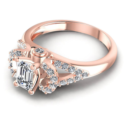 0.80CT Emerald And Round  Cut Diamonds Engagement Rings