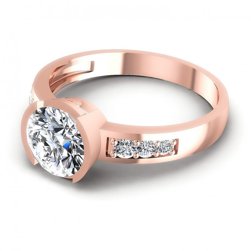 Round Diamonds 1.05CT Engagement Ring in 18KT Rose Gold