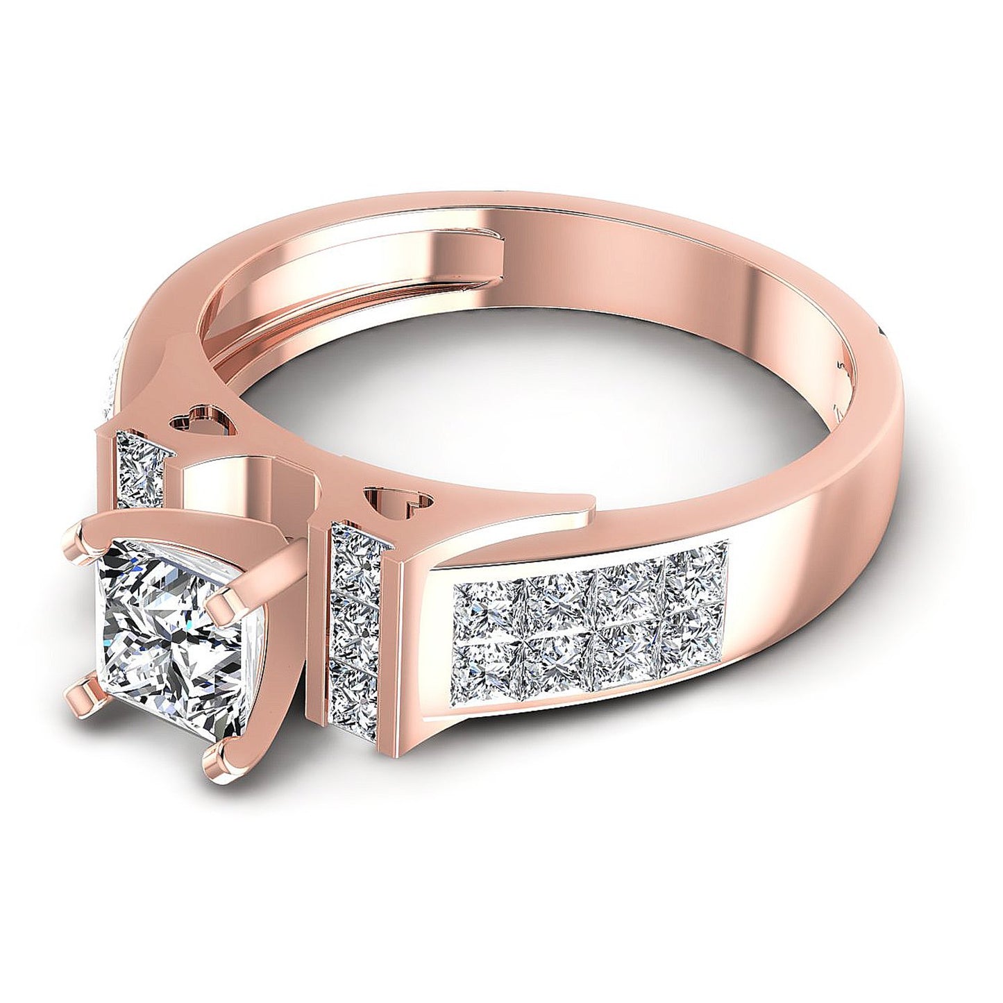 1.15CT Princess  Cut Diamonds Engagement Rings