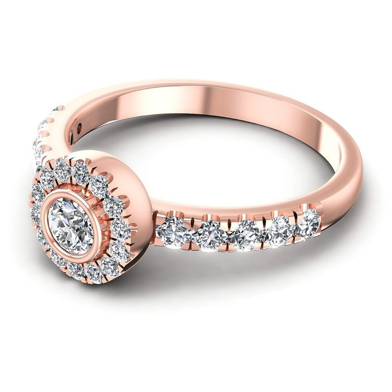 Round Diamonds 0.95CT Halo Ring in 18KT Rose Gold