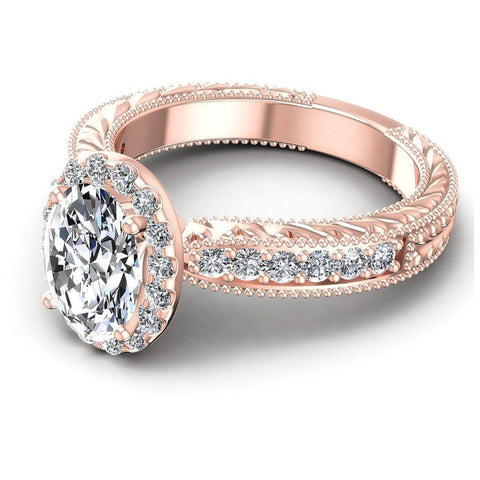 Round and Oval Diamonds 1.75CT Antique Ring in 18KT Rose Gold