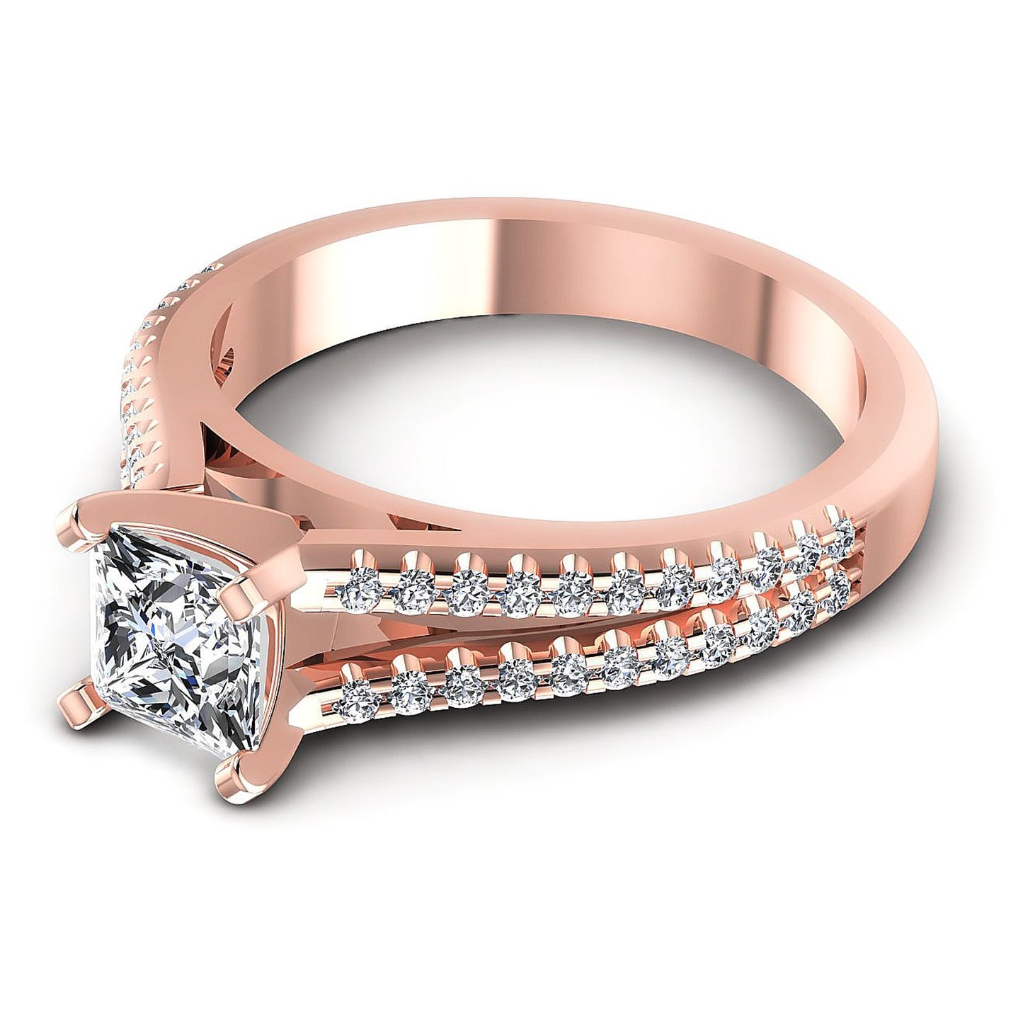 0.75CT Princess And Round  Cut Diamonds Engagement Rings