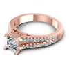 Princess and Round Diamonds 0.75CT Engagement Ring in 18KT Rose Gold