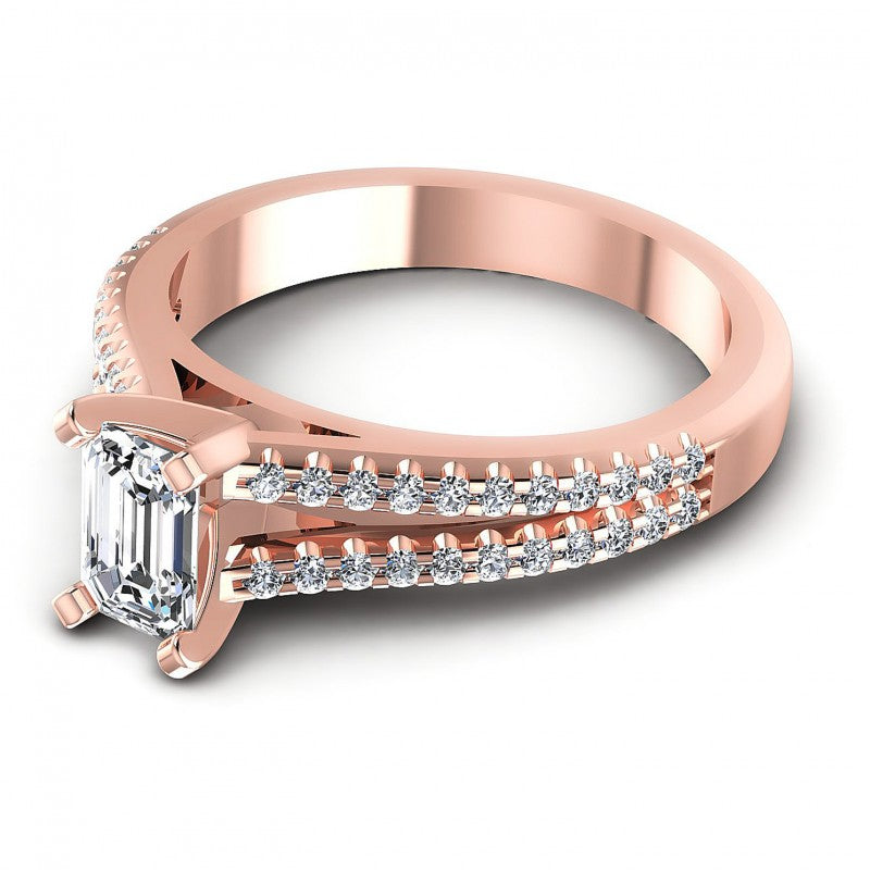 Round and Emerald Diamonds 0.75CT Engagement Ring in 18KT Rose Gold