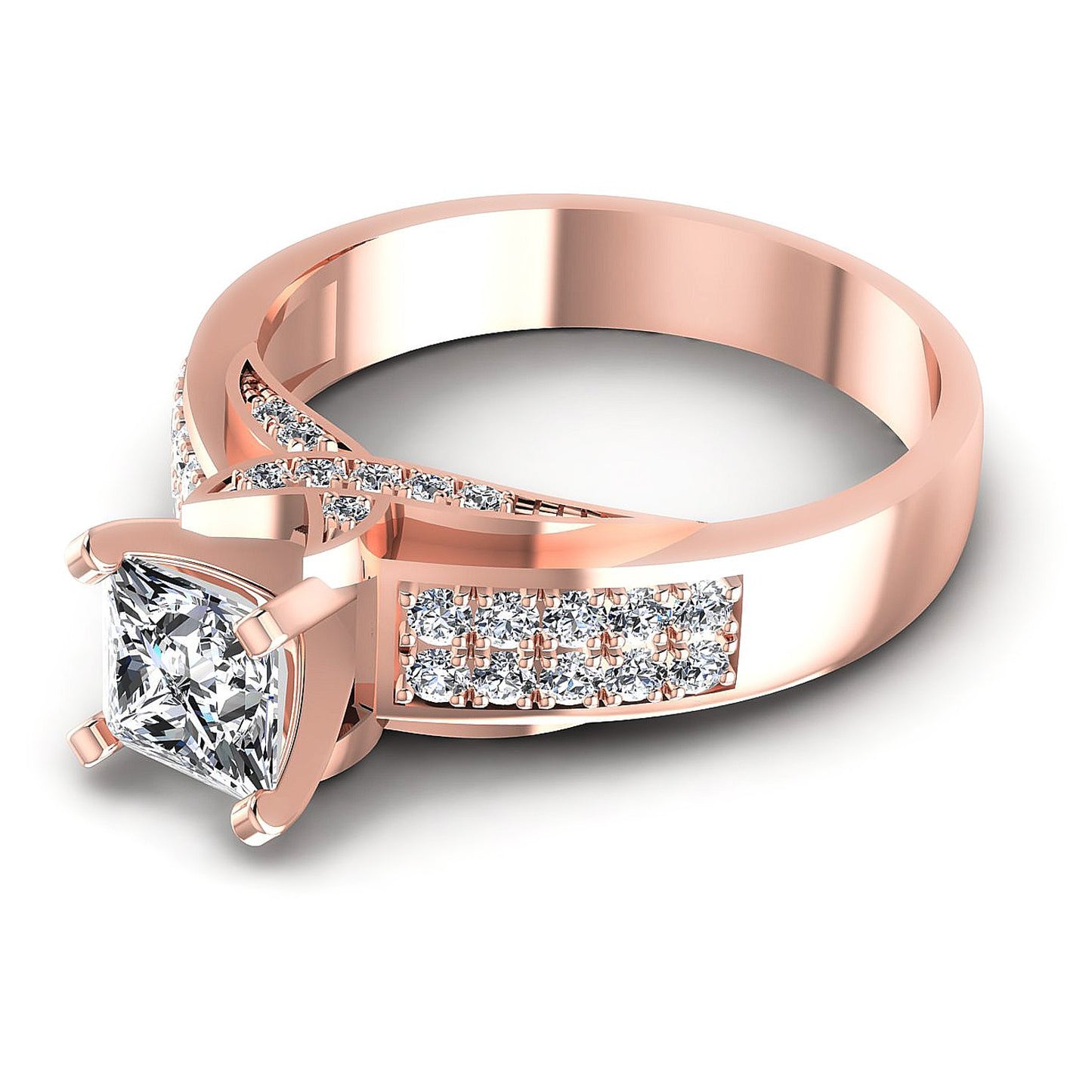 0.85CT Princess And Round  Cut Diamonds Engagement Rings