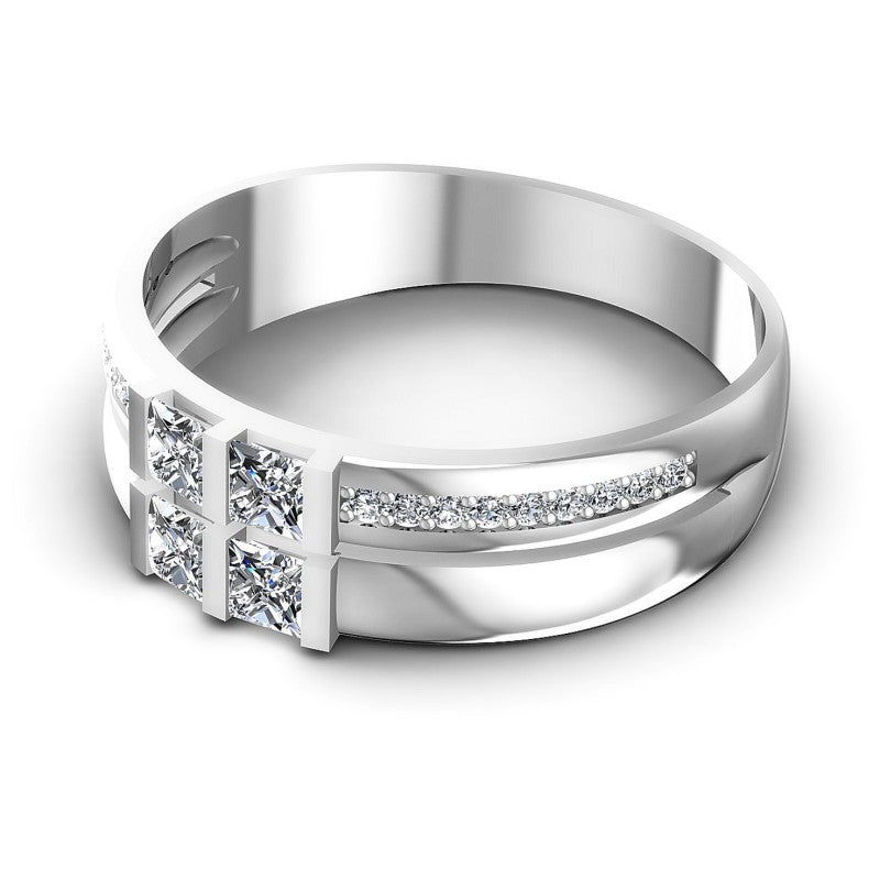 Stunning Princess and Round Diamonds 0.80CT Diamonds Wedding Band