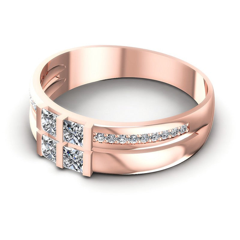 Stunning Princess and Round Diamonds 0.80CT Diamonds Wedding Band
