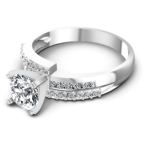 Princess and Round Diamonds 0.95CT Engagement Ring in 14KT Rose Gold