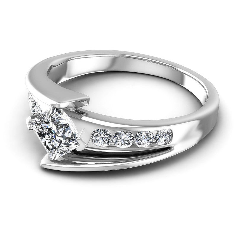 Princess and Round Diamonds 0.60CT Engagement Ring in 14KT Rose Gold