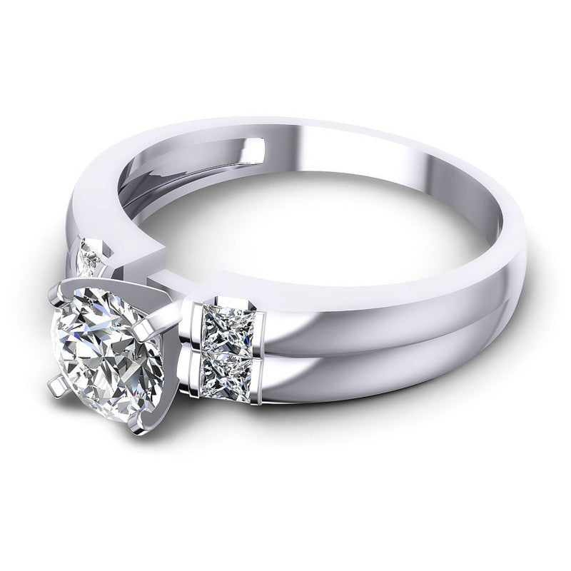 Princess and Round Diamonds 0.60CT Engagement Ring in 14KT Rose Gold