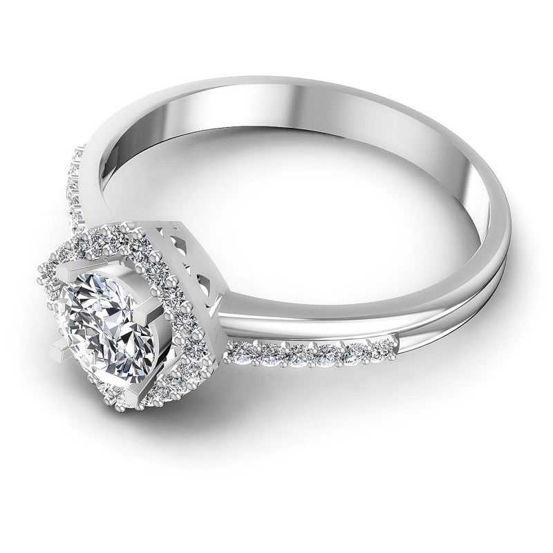 Round Diamonds 0.60CT Halo Ring in 14KT Rose Gold