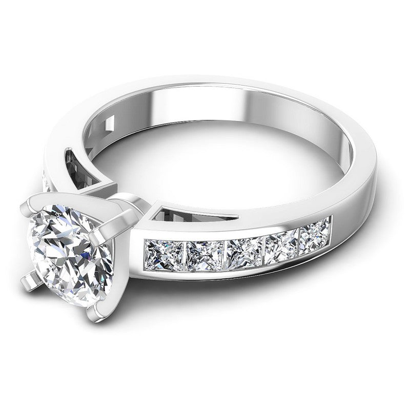 Princess and Round Diamonds 1.20CT Engagement Ring in 14KT Rose Gold