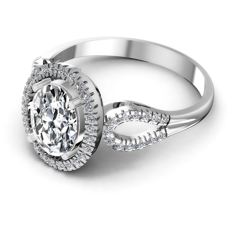 Round and Oval Diamonds 0.60CT Halo Ring in 14KT Rose Gold