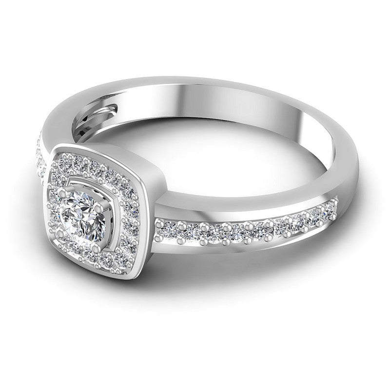 Round Diamonds 0.55CT Halo Ring in 14KT Rose Gold