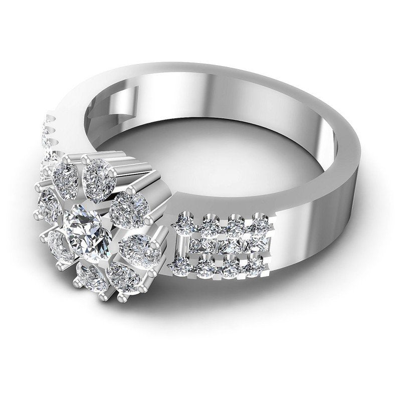 Princess and Round and Pear Diamonds 1.25CT Fashion Ring in 14KT Rose Gold