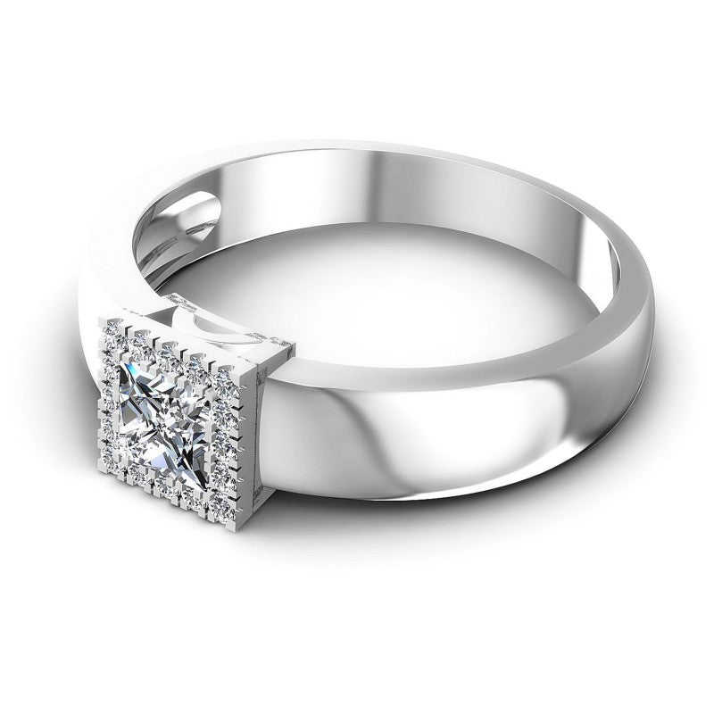 Princess and Round Diamonds 0.50CT Halo Ring in 14KT Rose Gold