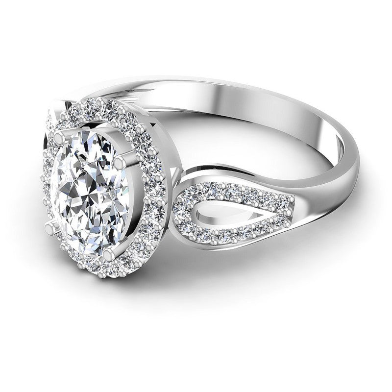 Round and Oval Diamonds 1.55CT Halo Ring in 14KT Rose Gold