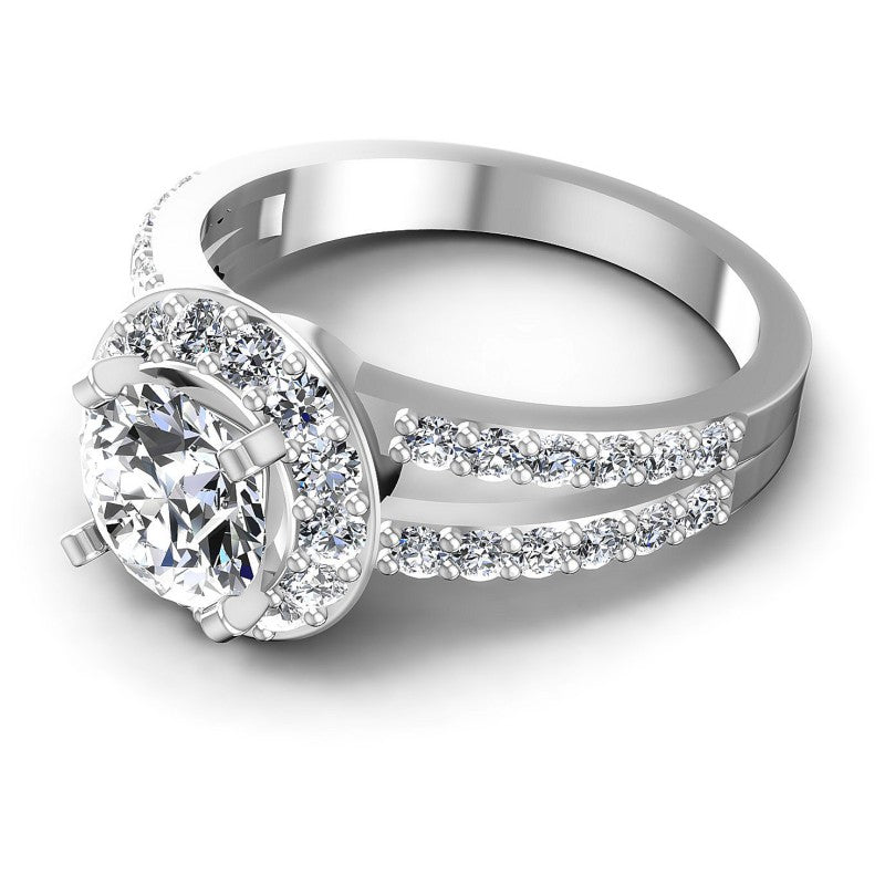 Princess and Round Diamonds 1.20CT Halo Ring in 14KT Rose Gold
