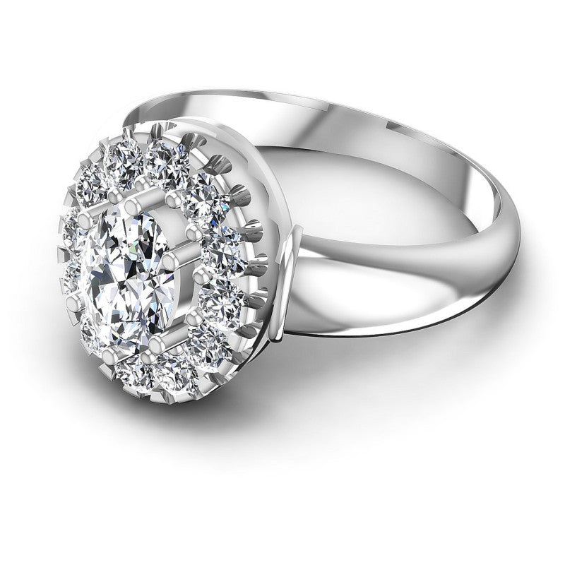 Round and Oval Diamonds 0.85CT Halo Ring in 14KT Rose Gold