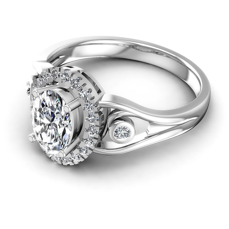 Round and Oval Diamonds 0.60CT Halo Ring in 14KT Rose Gold