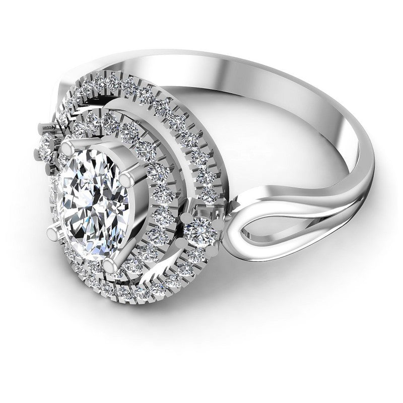Round and Oval Diamonds 0.80CT Halo Ring in 14KT Rose Gold