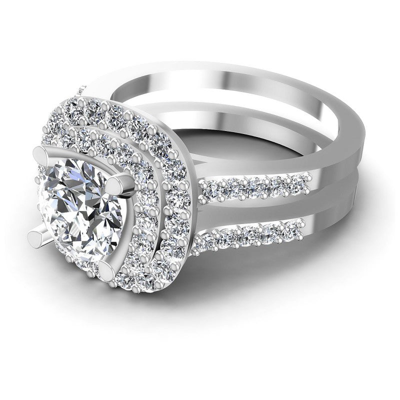Round Diamonds 1.40CT Halo Ring in 14KT Rose Gold