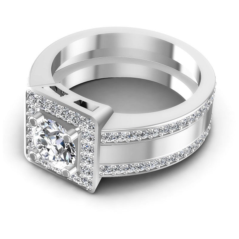 Round Diamonds 1.20CT Halo Ring in 14KT Rose Gold