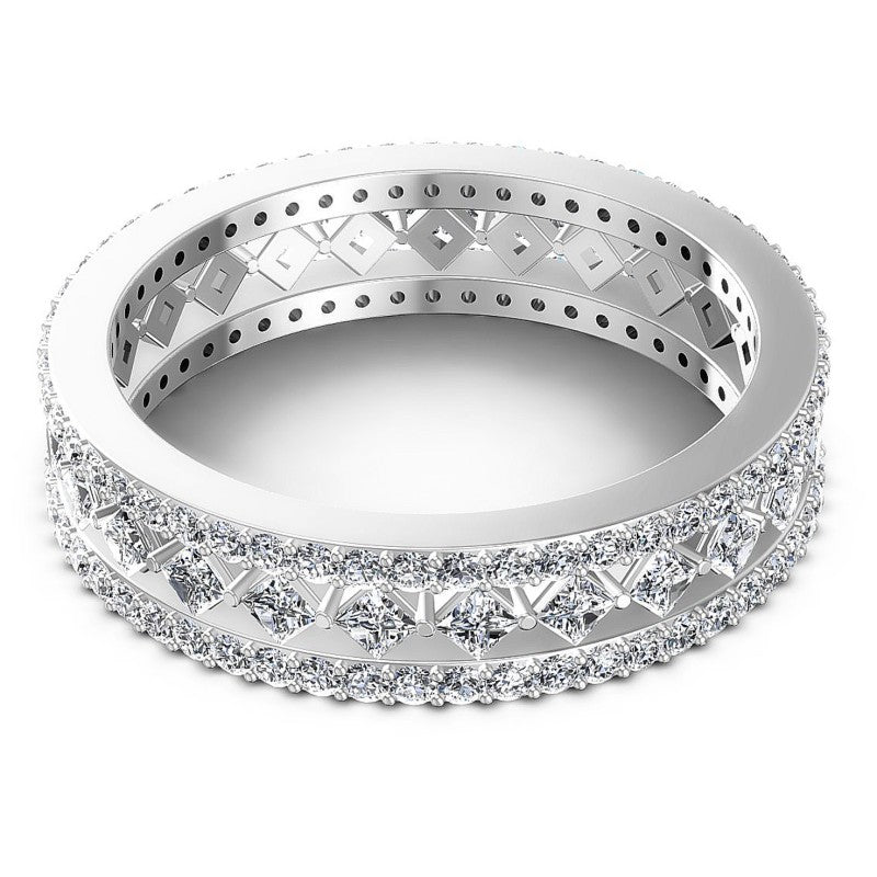 Magnificent Princess and Round Diamonds 1.35CT Eternity Ring