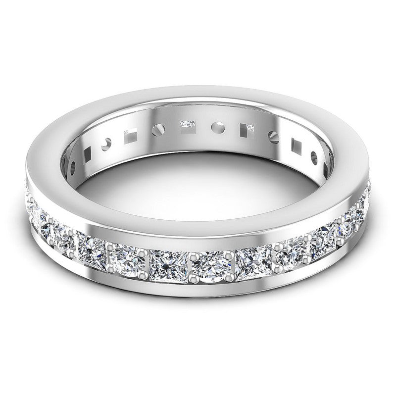 Princess and Round Diamonds 2.10CT Eternity Ring in 14KT Rose Gold