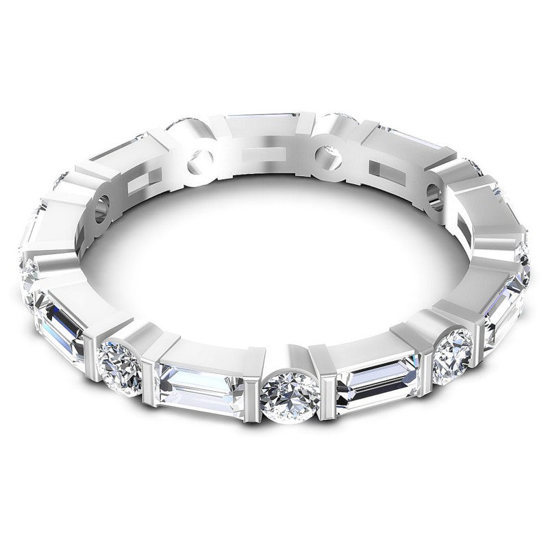 Baguette and Round Diamonds 1.55CT Eternity Ring in 14KT Rose Gold