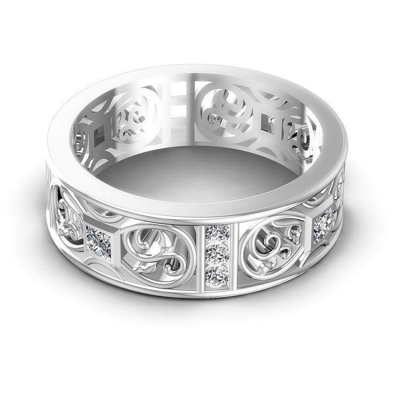Princess and Round Diamonds 1.10CT Diamonds Wedding Band in 14KT Rose Gold