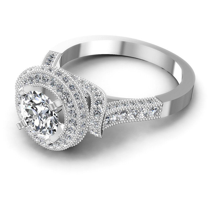 Round Diamonds 1.30CT Antique Ring in 14KT Rose Gold
