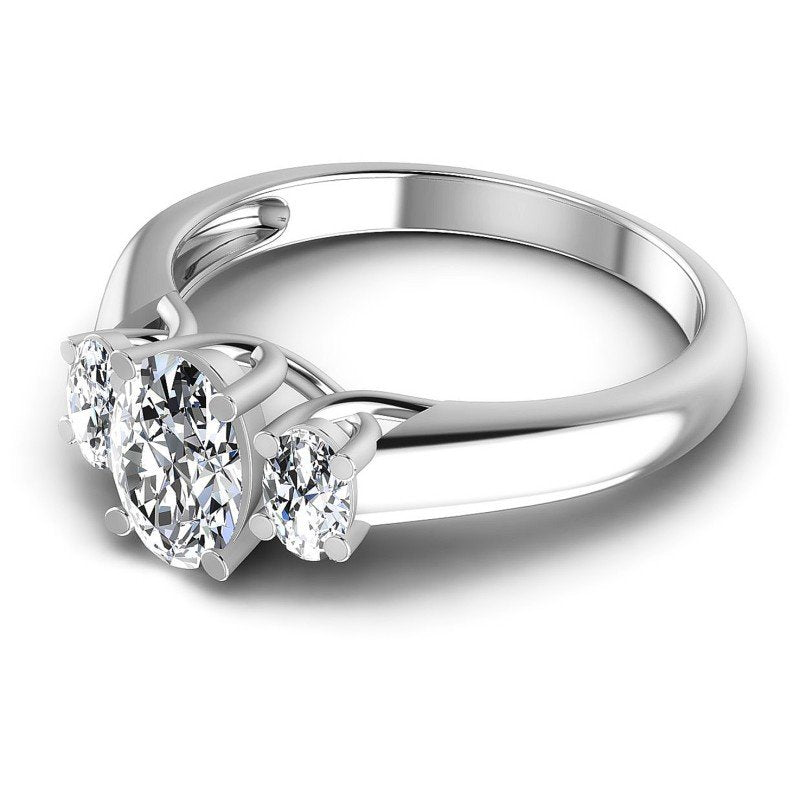 Oval Diamonds 0.80CT Three Stone Ring in 14KT Rose Gold