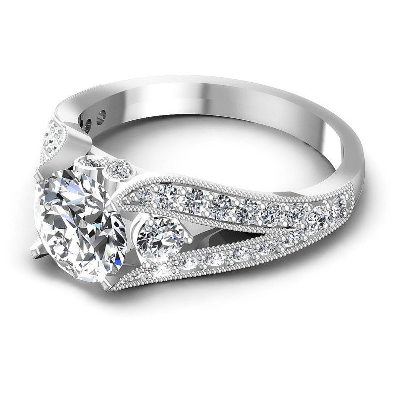 Round Diamonds 1.15CT Antique Ring in 14KT Rose Gold