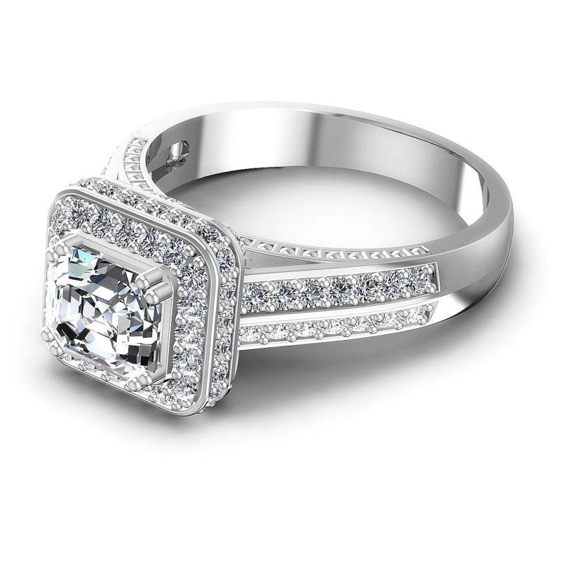 Round and Emerald Diamonds 1.20CT Antique Ring in 14KT Rose Gold