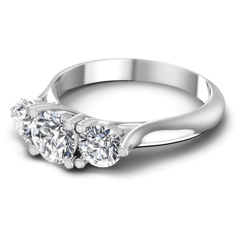 Round Diamonds 1.40CT Three Stone Ring in 14KT Rose Gold