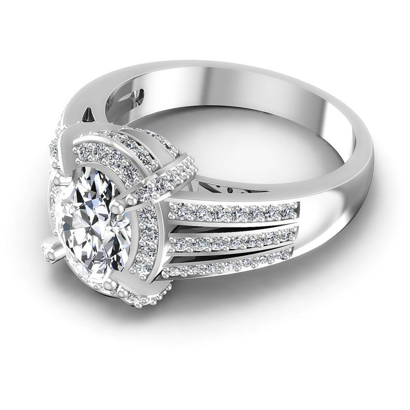 Round and Oval Diamonds 1.85CT Halo Ring in 14KT Rose Gold