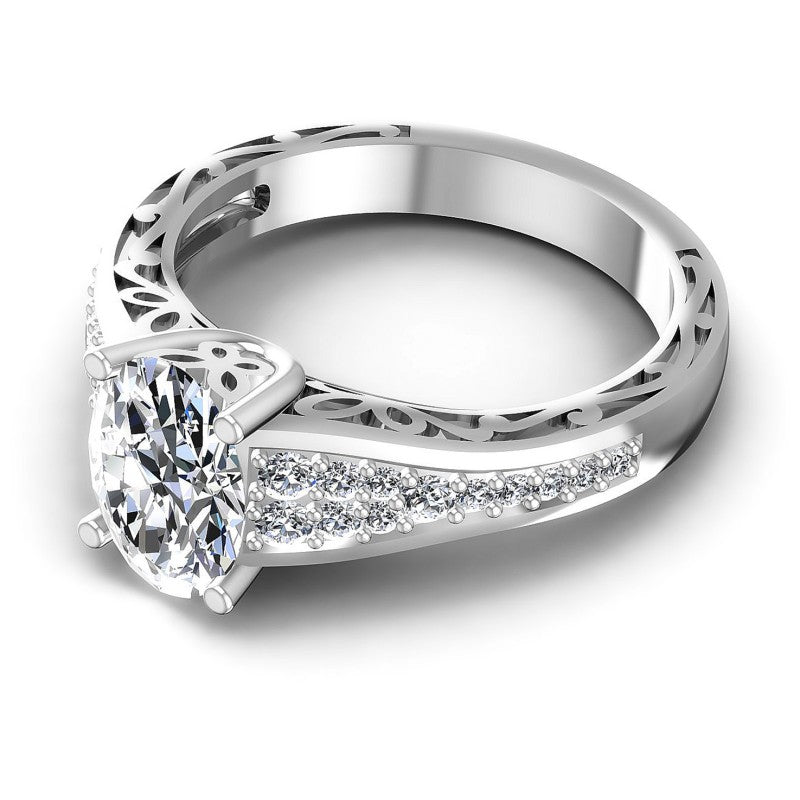 Round and Oval Diamonds 1.45CT Engagement Ring in 14KT Rose Gold