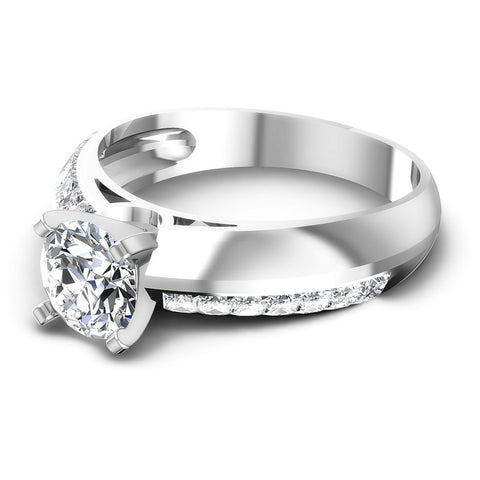 Princess and Round Diamonds 0.90CT Engagement Ring in 14KT Rose Gold