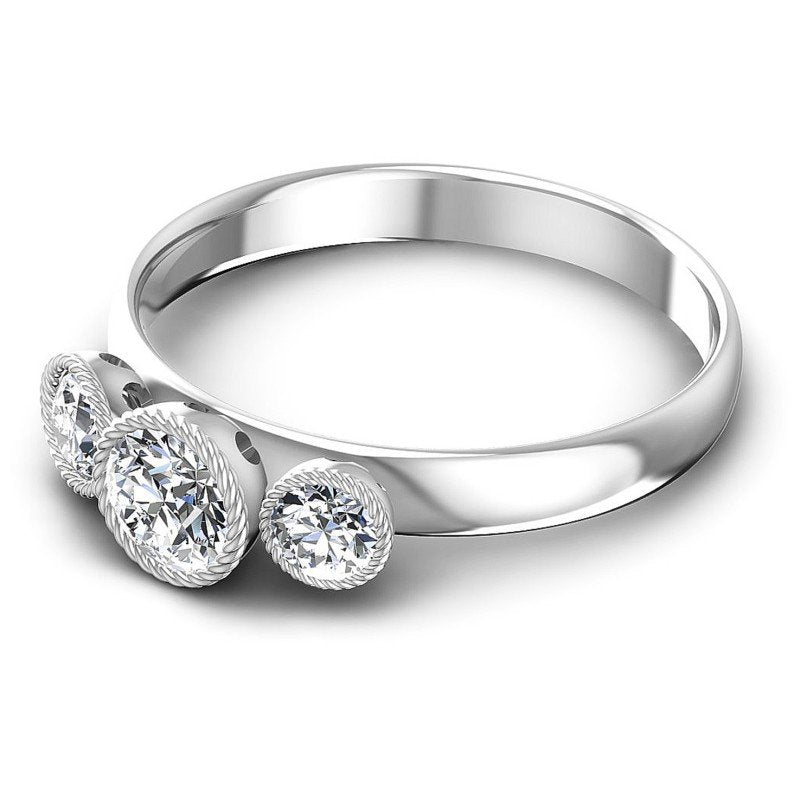 Round Diamonds 0.70CT Three Stone Ring in 14KT Rose Gold