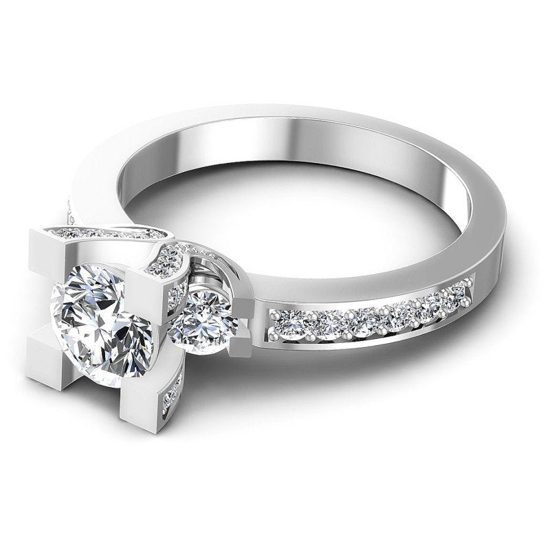 Round Diamonds 1.40CT Three Stone Ring in 14KT Rose Gold