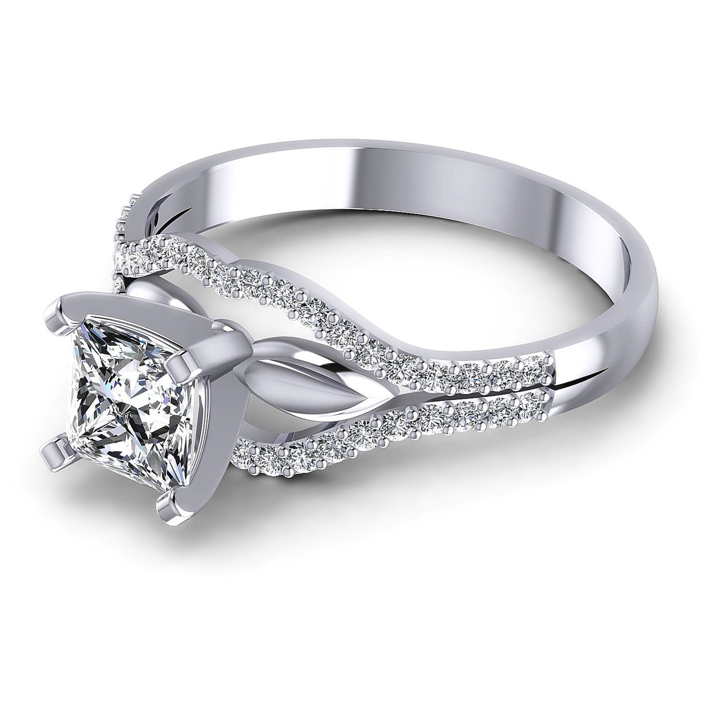0.65CT Princess And Round  Cut Diamonds Engagement Rings
