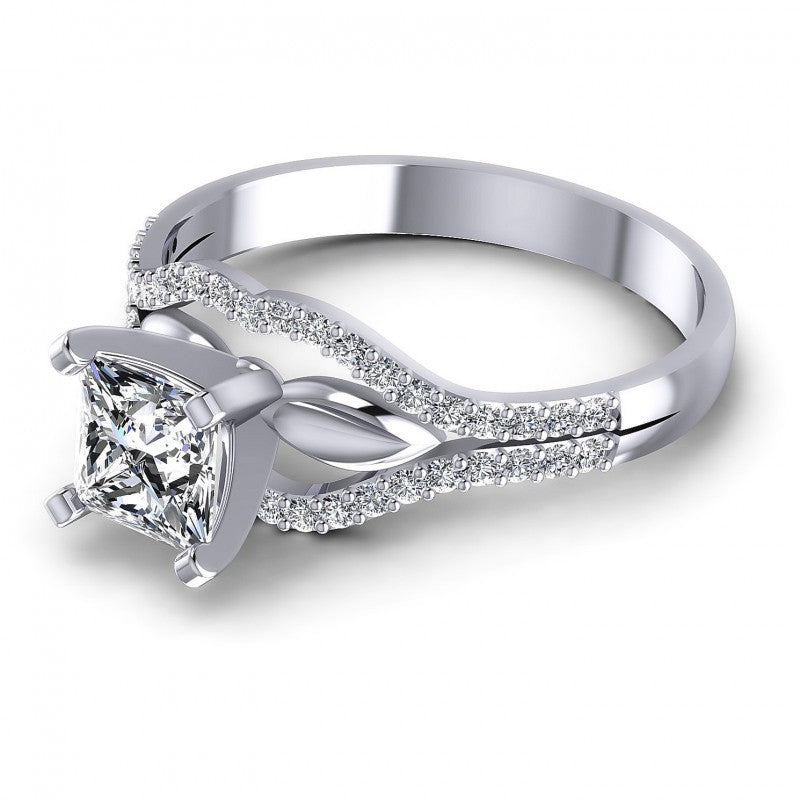 Princess and Round Diamonds 0.65CT Engagement Ring in 14KT Rose Gold