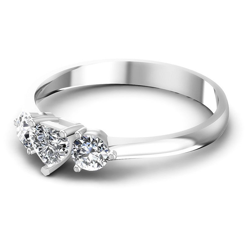 Round and Heart Diamonds 0.70CT Three Stone Ring in 14KT Rose Gold