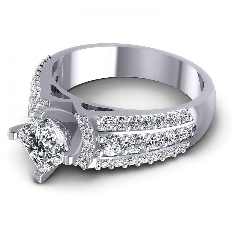 Princess and Round Diamonds 1.20CT Engagement Ring in 14KT Rose Gold