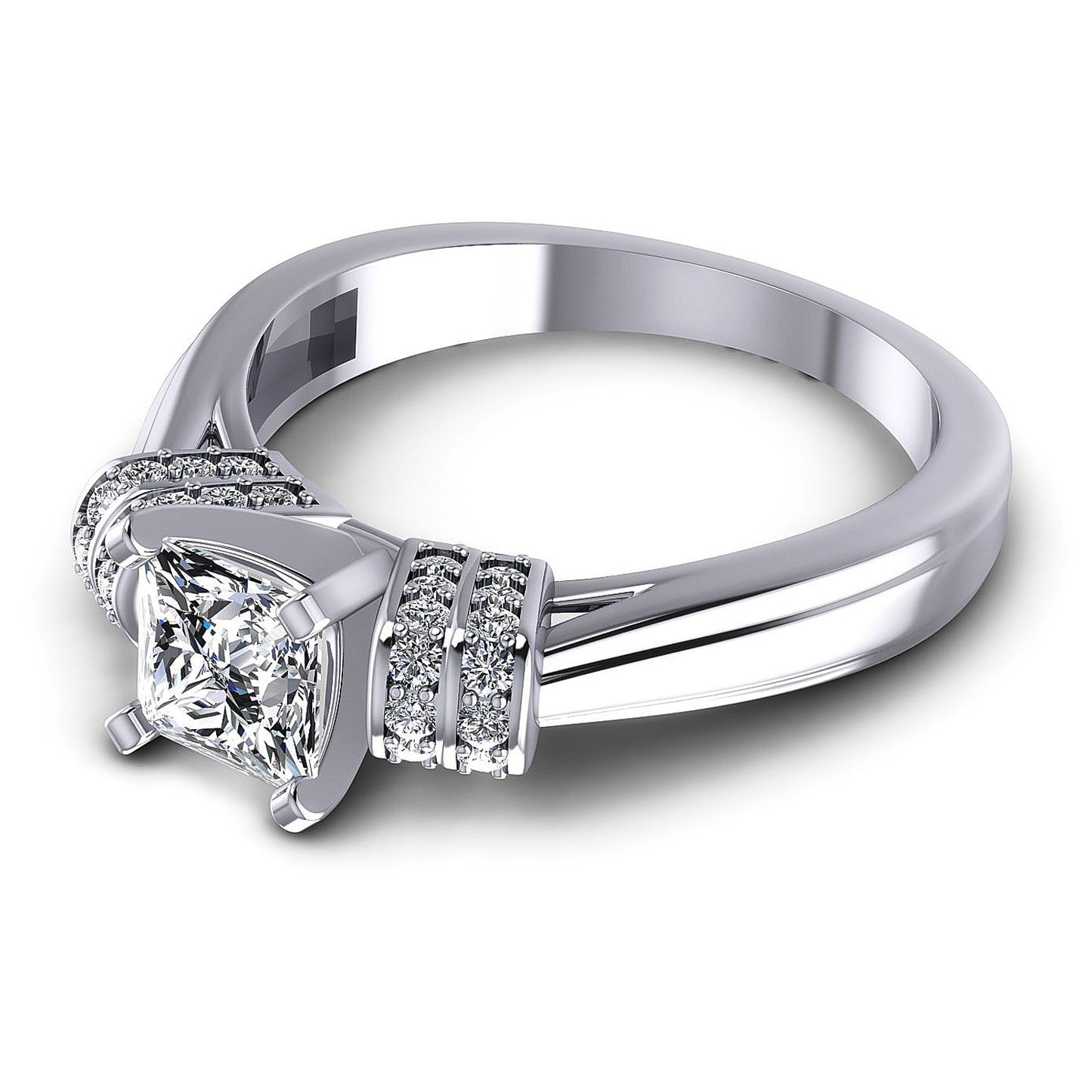 0.65CT Princess And Round  Cut Diamonds Engagement Rings