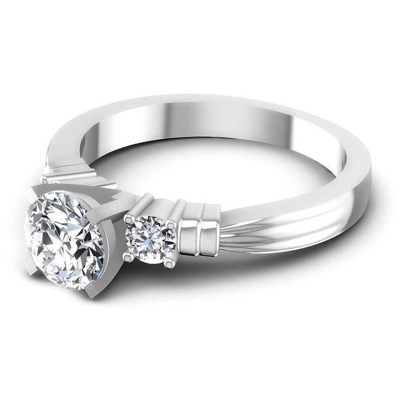 Round Diamonds 0.75CT Three Stone Ring in 14KT Rose Gold